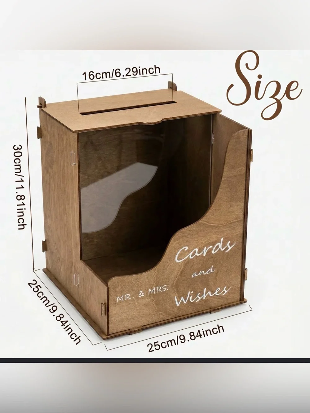 Wooden 'Cards and Wishes' Card Box - Brown